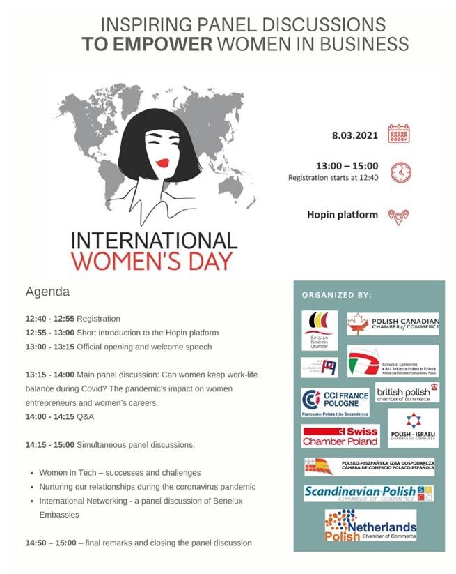 International Women’s Day 8th March 1:00 – 3:00 pm Hopin platform